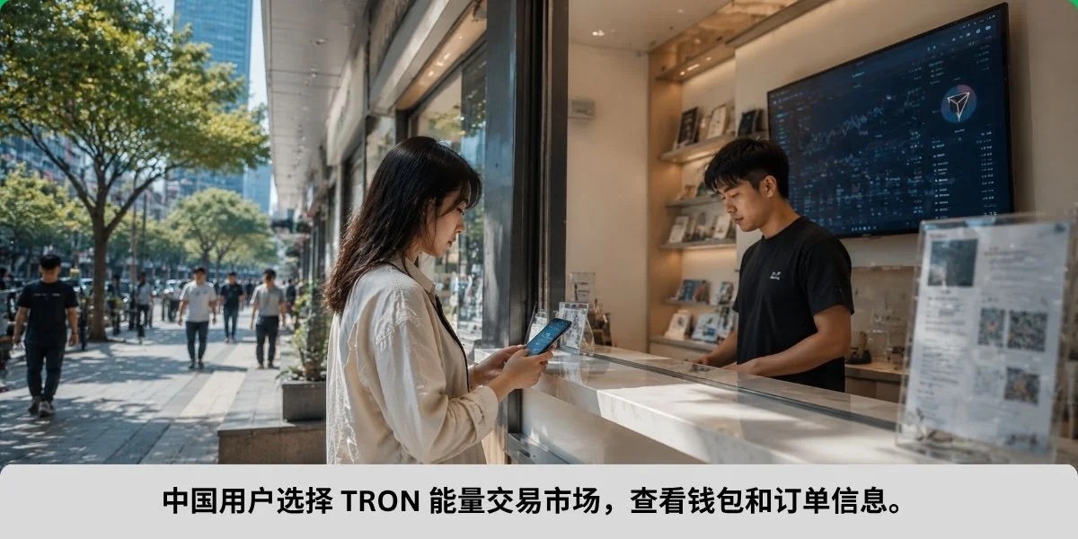 中国用户选择 TRON 能量交易市场，查看钱包和订单信息