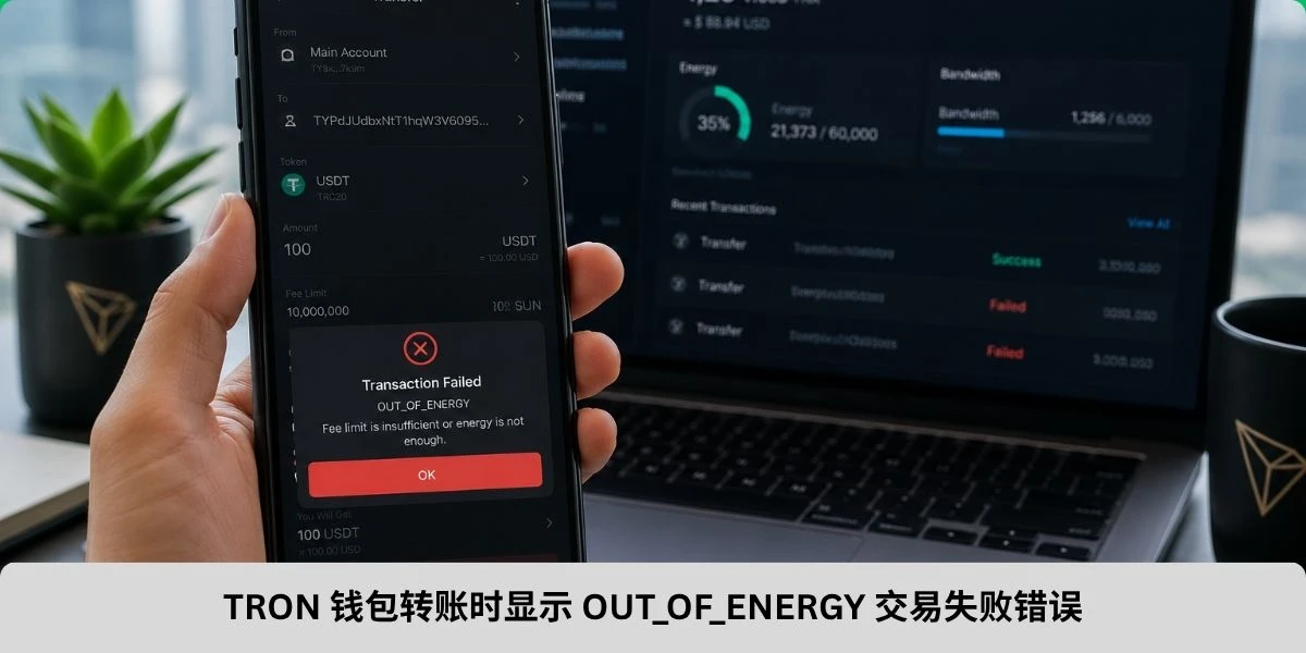 TRON 钱包转账时显示 OUT_OF_ENERGY 交易失败错误