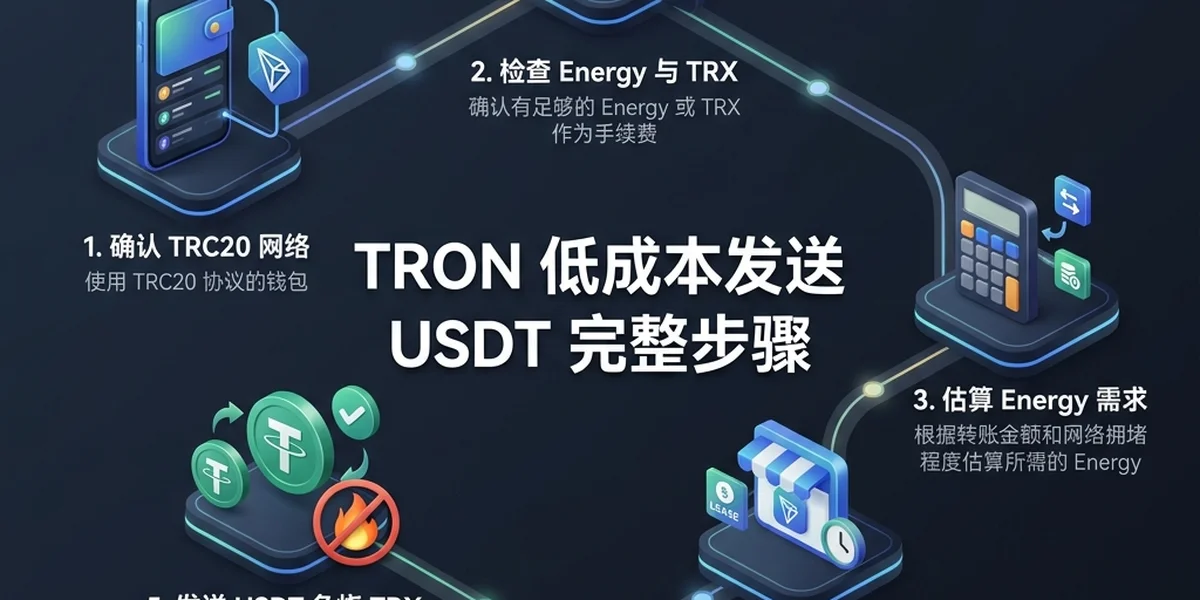 TRON USDT 转账流程图,展示低手续费转账和钱包连接