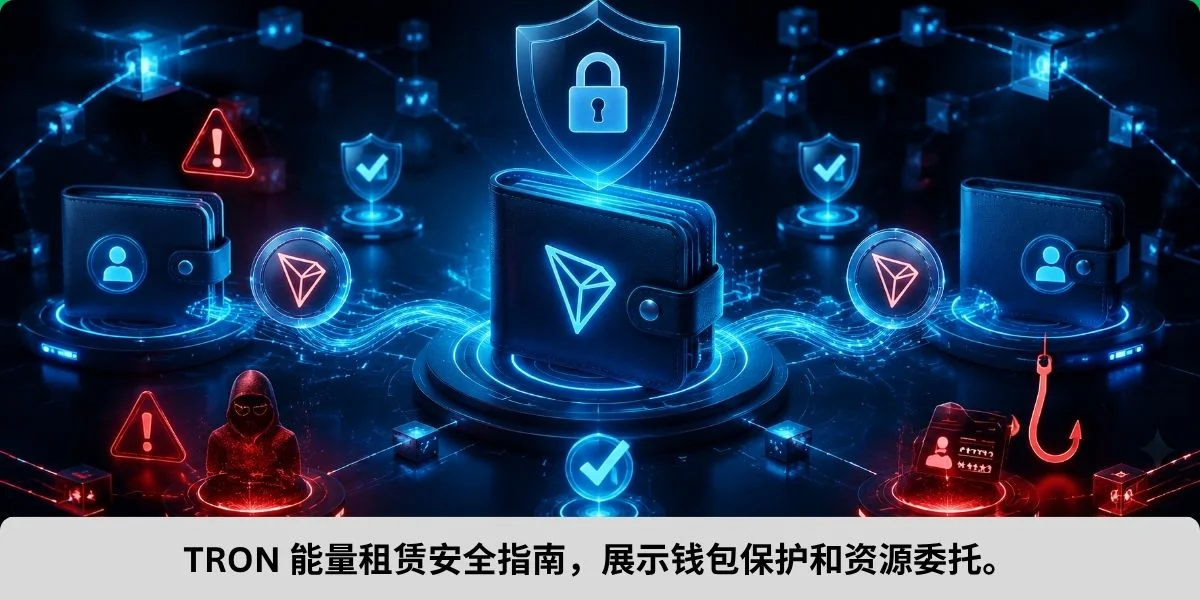 TRON 能量租赁安全指南,展示钱包保护和资源委托