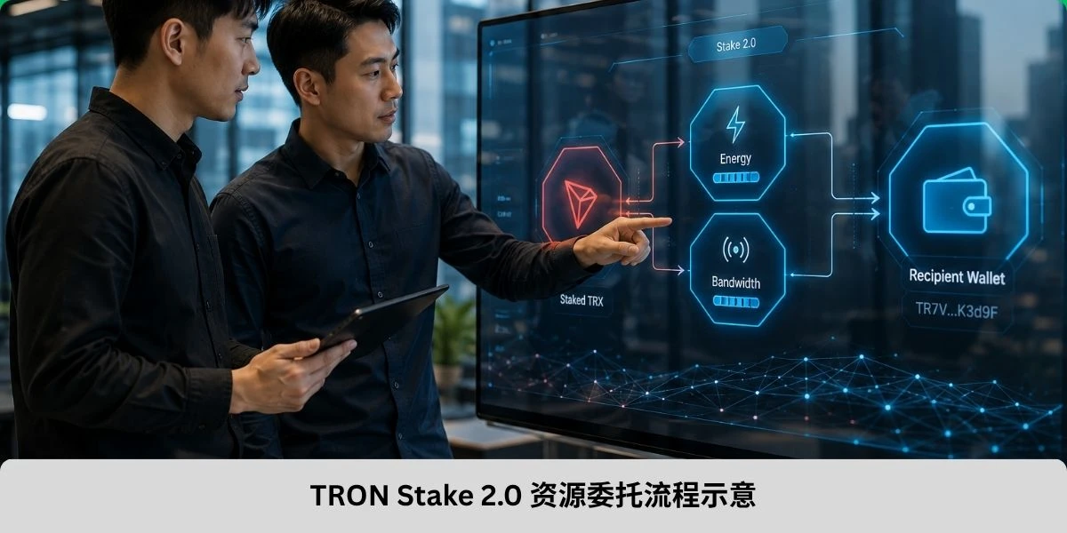 TRON Stake 2.0 资源委托流程示意