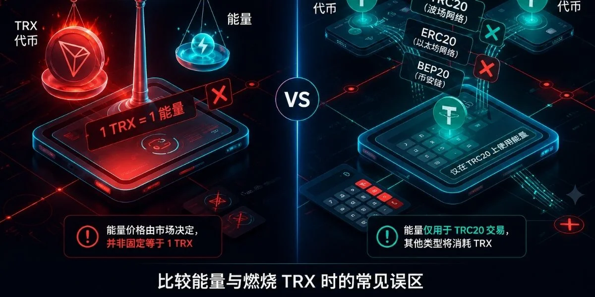 TRON 能量与燃烧 TRX 常见误区对比图