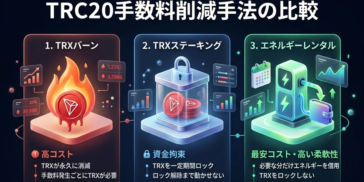 TRC20手数料を削減する3つの方法