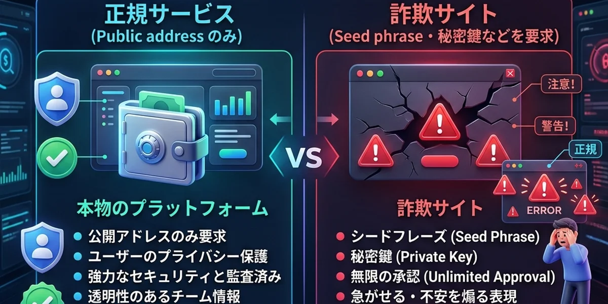 本物のサービス vs 詐欺サイトの見分け方