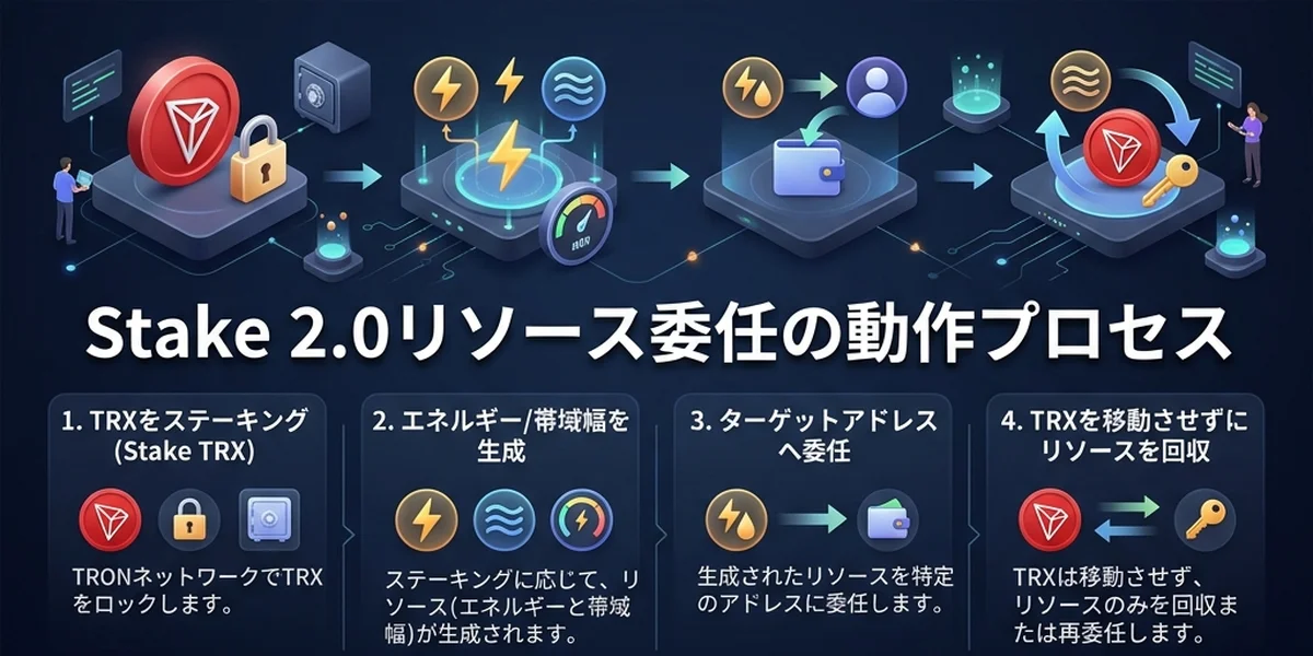 TRON Stake 2.0リソース委任の動作プロセス