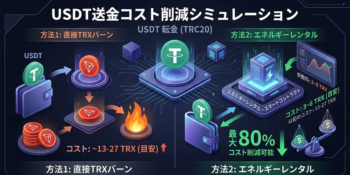 USDT送金に必要なエネルギー量の比較