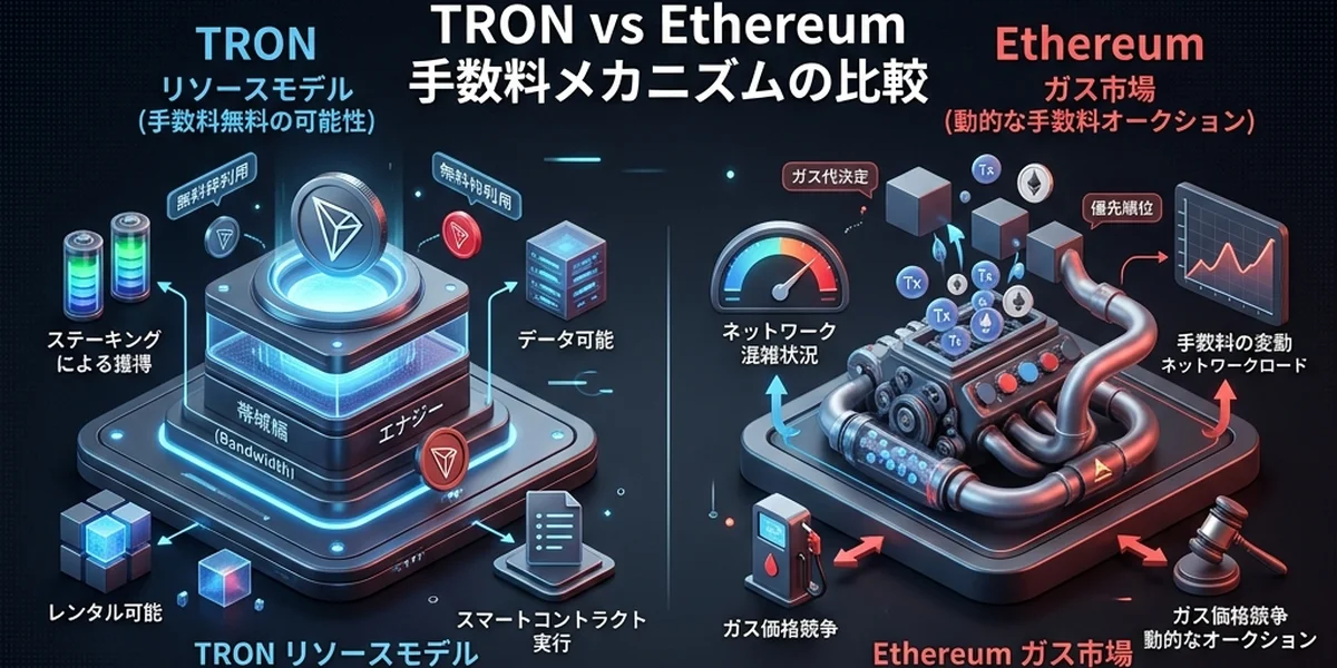 TRON vs Ethereum 手数料メカニズムの比較