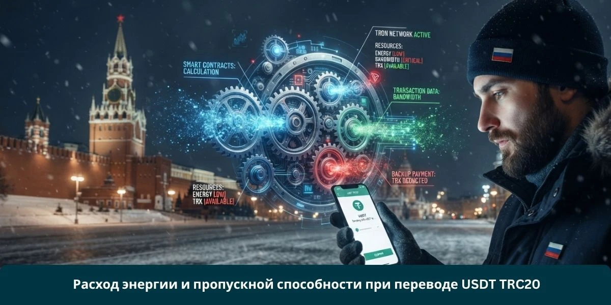 Расход энергии и пропускной способности при переводе USDT TRC20