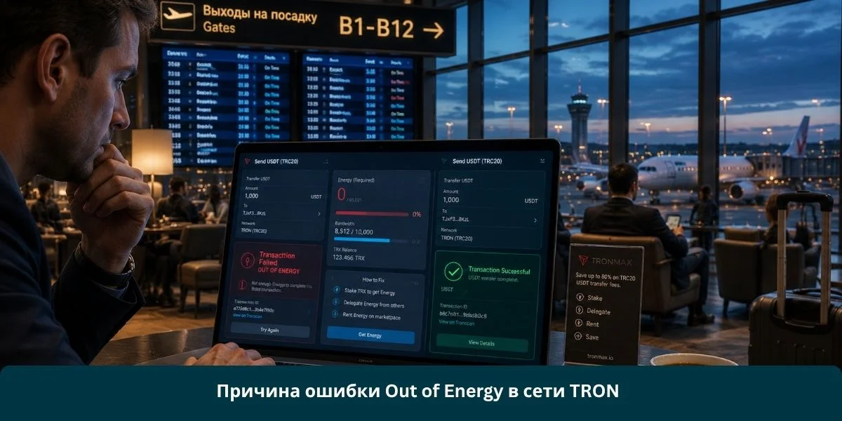Причина ошибки Out of Energy в сети TRON