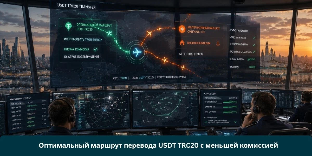 Оптимальный маршрут перевода USDT TRC20 с меньшей комиссией