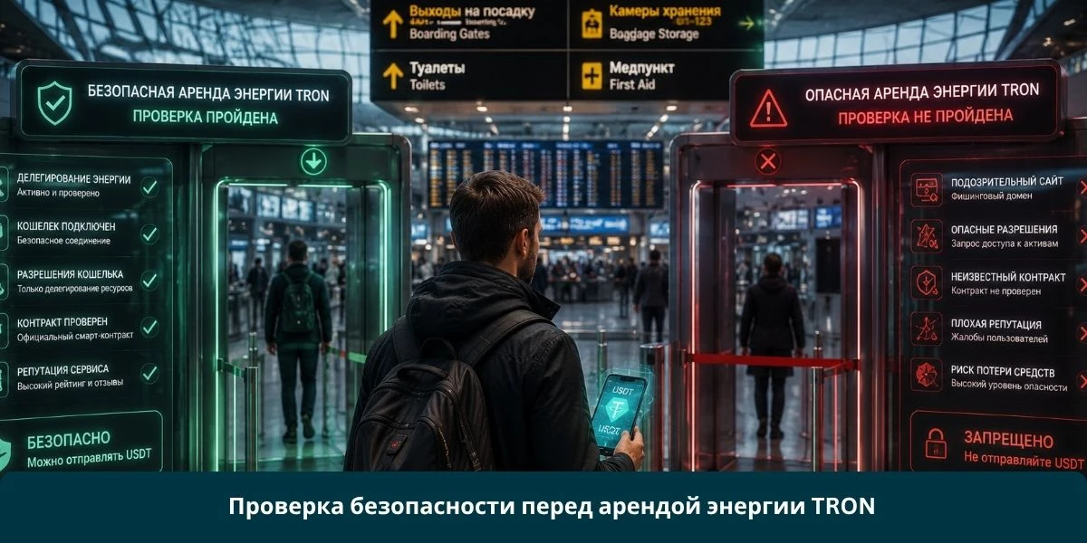 Проверка безопасности перед арендой энергии TRON