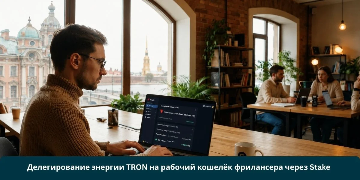 Делегирование энергии TRON на рабочий кошелёк фрилансера через Stake 2.0