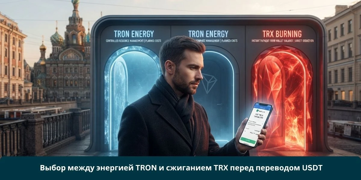 Выбор между энергией TRON и сжиганием TRX перед переводом USDT