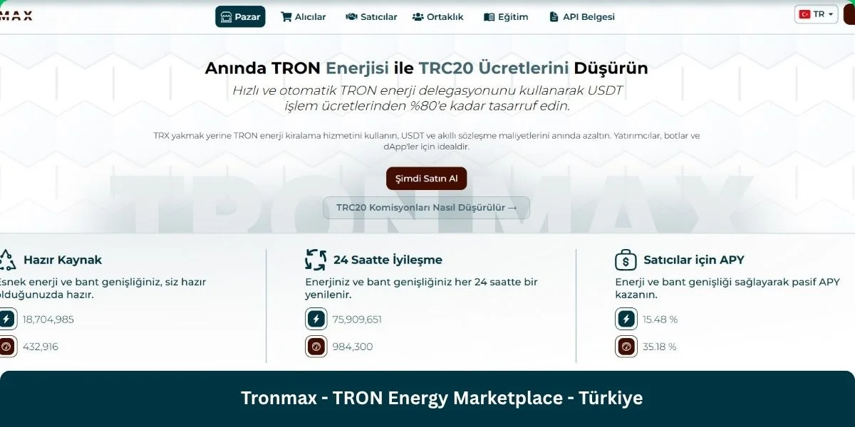Tronmax - TRON Energy Marketplace - Türkiye