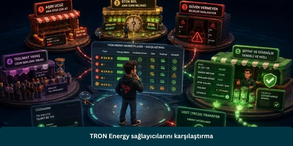 TRON Energy sağlayıcılarını karşılaştırma