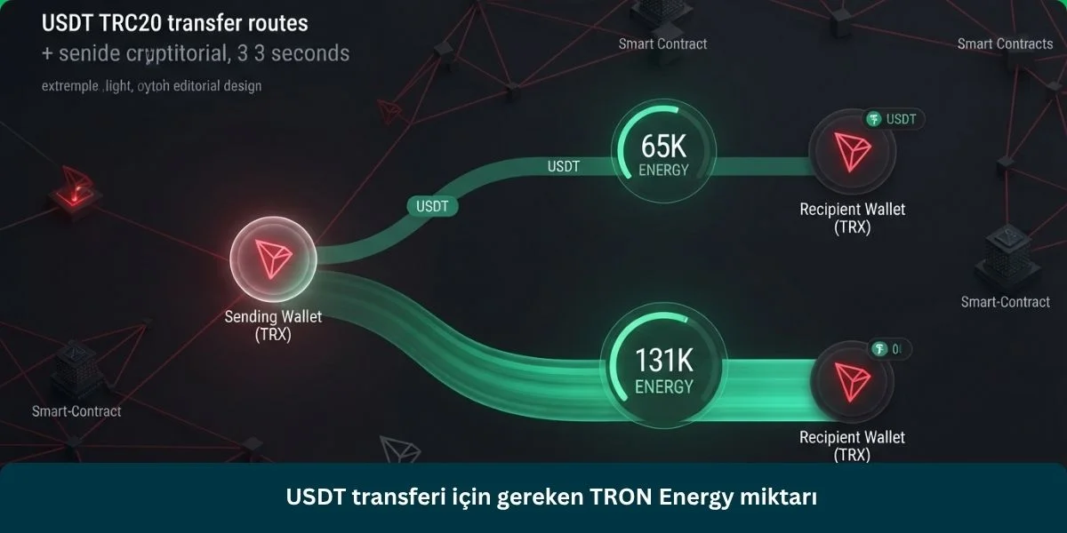 USDT transferi için gereken TRON Energy miktarı